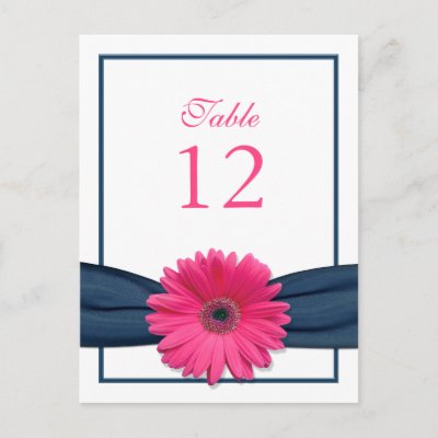 Pink Gerbera Daisy Table Number Card Postcards