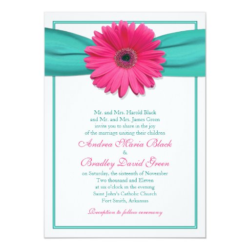 gerbera wedding invitations pink gerbera turquoise wedding invitation zazzle gerbera wedding invitations pink gerbera turquoise wedding invitation zazzle
