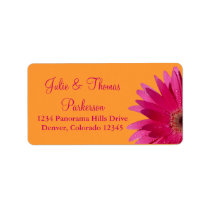 Pink Gerbera Daisy Wedding Address Labels