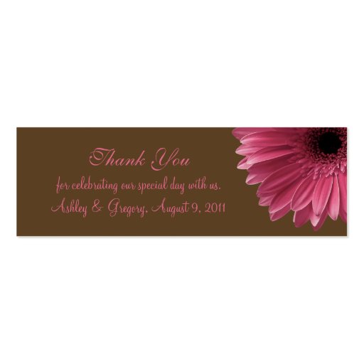 Pink Gerbera Daisy Wedding Favor Tag Business Cards (front side)