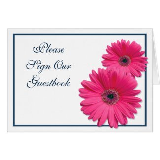 Pink Gerbera Daisy Wedding Guestbook Sign Card card