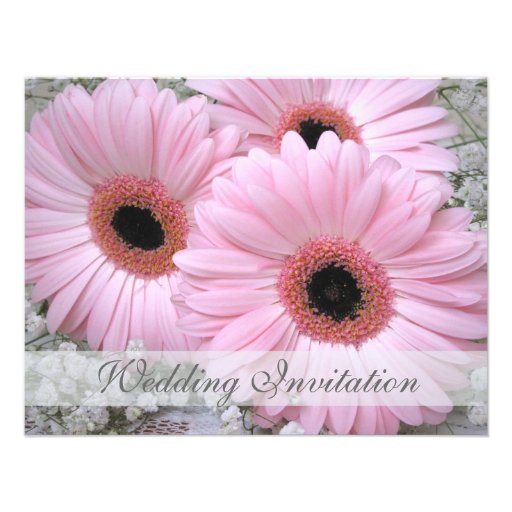 Pink Gerbera daisy Wedding Invitation