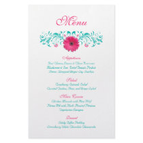 Pink Gerbera Daisy Wedding Menu Card Flyer Design