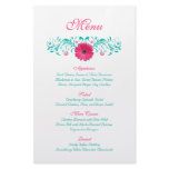 Pink Gerbera Daisy Wedding Menu Card Flyer Design