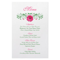 Pink Gerbera Daisy Wedding Menu Card Personalized Flyer