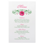 Pink Gerbera Daisy Wedding Menu Card Personalized Flyer