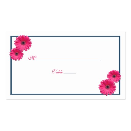 Pink Gerbera Daisy Wedding Place Cards Business Cards (front side)