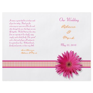 Pink Gerbera Daisy Wedding Program flyer