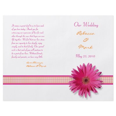 Pink Gerbera Daisy Wedding Program Full Color Flyer