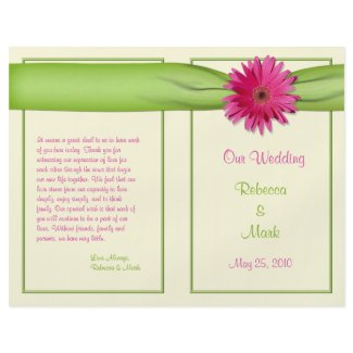 Pink Gerbera Daisy Wedding Program flyer