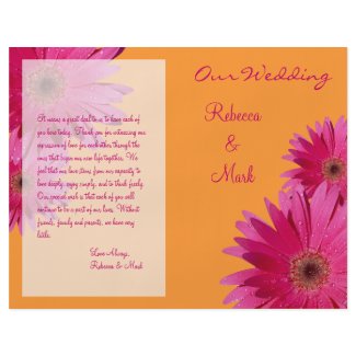 Pink Gerbera Daisy Wedding Program flyer
