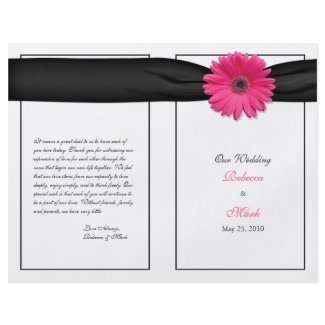 Pink Gerbera Daisy Wedding Program flyer