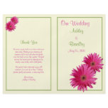 Pink Gerbera Daisy Wedding Program flyers