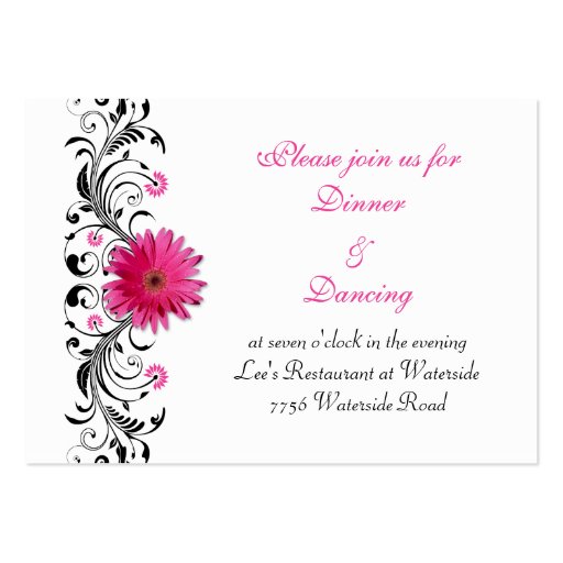 Pink Gerbera Daisy Wedding Reception Card Business Card (front side)