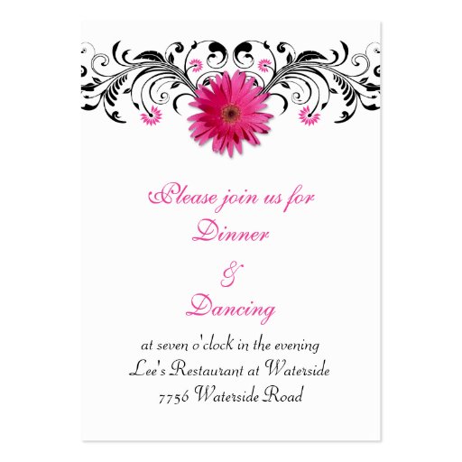 Pink Gerbera Daisy Wedding Reception Card Business Card Templates (front side)