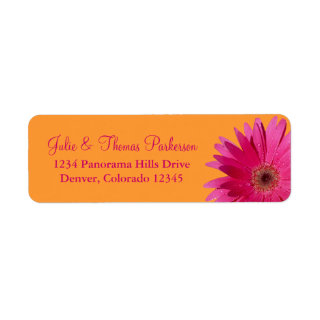 Pink Gerbera Daisy Wedding Return Address Labels