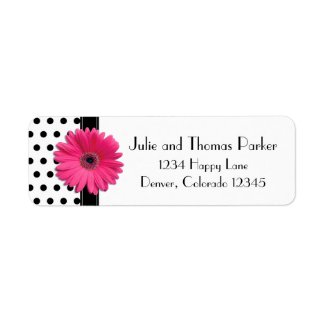 Pink Gerbera Daisy Wedding Return Address Labels label