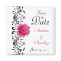 Pink Gerbera Daisy Wedding Save the Date Magnet
