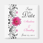 Pink Gerbera Daisy Wedding Save the Date Magnet