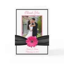 Pink Gerbera Daisy Wedding Thank You Card