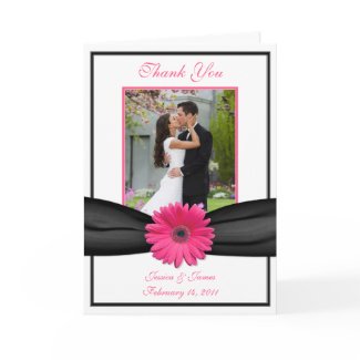 Pink Gerbera Daisy Wedding Thank You Card card