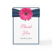 Pink Gerbera Daisy Wedding Thank You Card