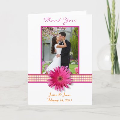   Card Wedding on Pink Gerbera Daisy Wedding Thank You Card From Zazzle Com