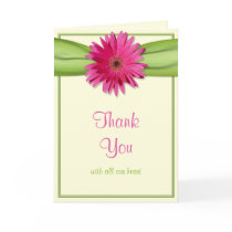 Pink Gerbera Daisy Wedding Thank You Card