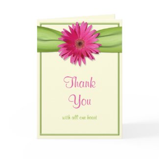 Pink Gerbera Daisy Wedding Thank You Card card