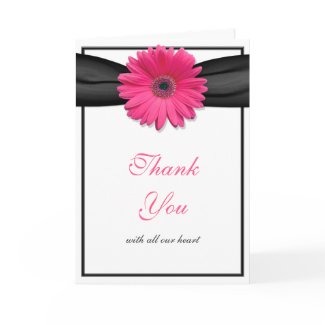 Pink Gerbera Daisy Wedding Thank You Card card