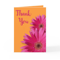Pink Gerbera Daisy Wedding Thank You Card