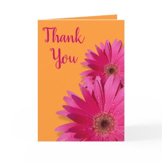 Pink Gerbera Daisy Wedding Thank You Card card