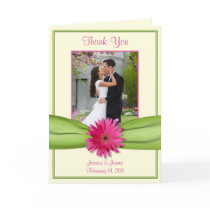 Pink Gerbera Daisy Wedding Thank You Card