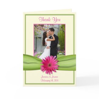 Pink Gerbera Daisy Wedding Thank You Card card