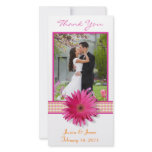 Pink Gerbera Daisy Wedding Thank You Photocard Photo Greeting Card