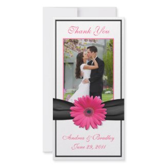 Pink Gerbera Daisy Wedding Thank You Photocard photocard