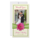 Pink Gerbera Daisy Wedding Thank You Photocard Picture Card