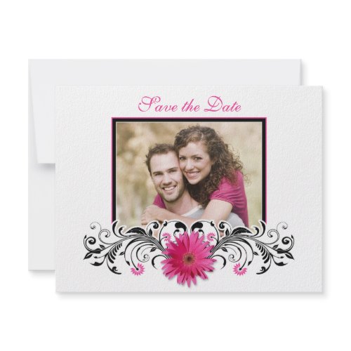 Pink Gerbera Floral Save the Date Card invitation