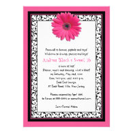 Pink Gerbera Floral Sweet 16 Birthday Invitation