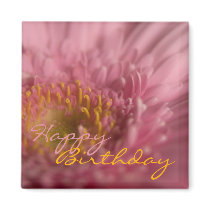 Pink Gerbera • Happy Birthday Magnet by SabineStGreetings Pink Gerbera • Happy Birthday Magnet