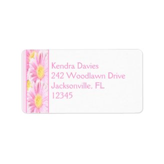Pink Gerbera on White Return Address Label