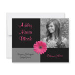 Pink Gerbera Photo Graduation Invitation