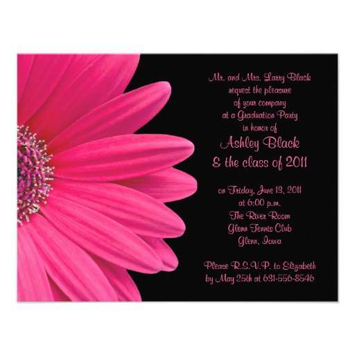 Pink Gerbera Photo Graduation Invitation