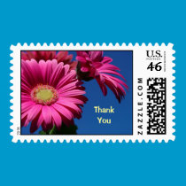 Pink Gerbera Postage Stamp - thank you stamps