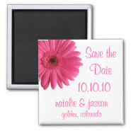 Pink Gerbera Save the Date Fridge Magnets