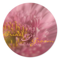 Pink Gerbera • Save the Date Sticker by SabineStGreetings Pink Gerbera • Save the Date Sticker
