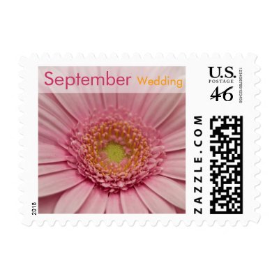 Pink Gerbera September Wedding Stamp