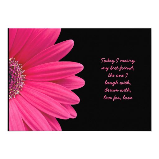 Pink Gerbera Wedding Invitation - Pink and Black