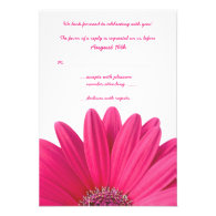 Pink Gerbera Wedding Reply Card Personalized Invitation