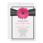 Pink Gerbera with Black Ribbon Invitation